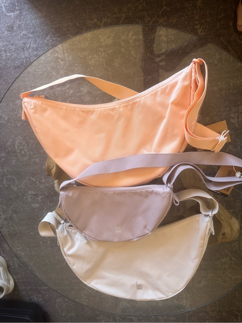 Peach, Cream & Lavender Two-Tone Crescent Crossbody Bags 3 Pack
